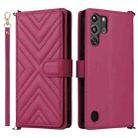 For ZTE nubia Red Magic 10 Pro / 10 Pro+ Multifunctional 6-Card Slots Leather Phone Case with Wrist Strap(Rose Red) - 1