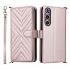 For ZTE nubia Red Magic 10 Air Multifunctional 6-Card Slots Leather Phone Case with Wrist Strap(Pink) - 1