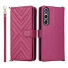 For ZTE nubia Red Magic 10 Air Multifunctional 6-Card Slots Leather Phone Case with Wrist Strap(Rose Red) - 1
