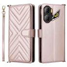For ZTE nubia Neo 3 5G Multifunctional 6-Card Slots Leather Phone Case with Wrist Strap(Pink) - 1