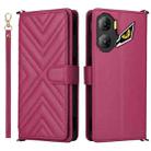 For ZTE nubia Neo 3 5G Multifunctional 6-Card Slots Leather Phone Case with Wrist Strap(Rose Red) - 1