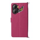 For ZTE nubia Neo 3 5G Multifunctional 6-Card Slots Leather Phone Case with Wrist Strap(Rose Red) - 3