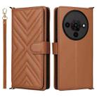 For ZTE Blade A76 5G Multifunctional 6-Card Slots Leather Phone Case with Wrist Strap(Brown) - 1