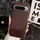 For Google Pixel 9 Pro XL Stitching Cloth MagSafe Magnetic PC Hybrid PU Phone Case(Dark Brown) - 1