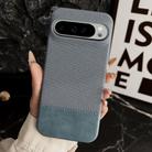 For Google Pixel 9 / 9 Pro Stitching Cloth MagSafe Magnetic PC Hybrid PU Phone Case(Cyan Blue) - 1