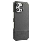 For iPhone 16 Pro Stitching Cloth MagSafe Magnetic PC Hybrid PU Phone Case(Grey) - 1