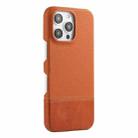 For iPhone 16 Pro Stitching Cloth MagSafe Magnetic PC Hybrid PU Phone Case(Brown) - 1