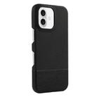 For iPhone 16 Plus Stitching Cloth MagSafe Magnetic PC Hybrid PU Phone Case(Black) - 1