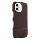 For iPhone 16 Stitching Cloth MagSafe Magnetic PC Hybrid PU Phone Case(Dark Brown) - 1
