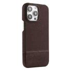 For iPhone 15 Pro Max Stitching Cloth MagSafe Magnetic PC Hybrid PU Phone Case(Dark Brown) - 1