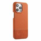 For iPhone 14 Pro Max Stitching Cloth MagSafe Magnetic PC Hybrid PU Phone Case(Brown) - 1
