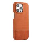 For iPhone 14 Pro Stitching Cloth MagSafe Magnetic PC Hybrid PU Phone Case(Brown) - 1