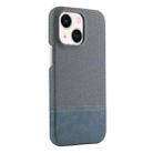 For iPhone 14 Plus / 15 Plus Stitching Cloth MagSafe Magnetic PC Hybrid PU Phone Case(Cyan Blue) - 1