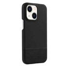 For iPhone 14 Plus / 15 Plus Stitching Cloth MagSafe Magnetic PC Hybrid PU Phone Case(Black) - 1