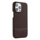 For iPhone 12 Pro Max Stitching Cloth MagSafe Magnetic PC Hybrid PU Phone Case(Dark Brown) - 1
