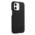 For iPhone 12 / 12 Pro Stitching Cloth MagSafe Magnetic PC Hybrid PU Phone Case(Black) - 1