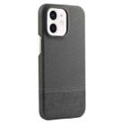 For iPhone 12 / 12 Pro Stitching Cloth MagSafe Magnetic PC Hybrid PU Phone Case(Grey) - 1