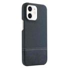 For iPhone 12 / 12 Pro Stitching Cloth MagSafe Magnetic PC Hybrid PU Phone Case(Dark Blue) - 1