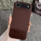 For iPhone Air Stitching Cloth MagSafe Magnetic PC Hybrid PU Phone Case(Dark Brown) - 1