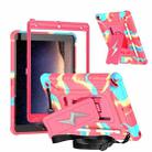 For iPad 10.2 2021 / 2020 / 2019 Armor Bolt Shape Holder Silicone Hybrid PC Tablet Case(Camouflage Rose Red) - 1