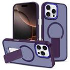 For iPhone 16 Pro Skin Feel Invisible Kickstand MagSafe Phone Case(Purple) - 1