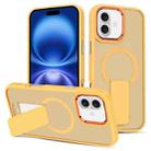 For iPhone 16 Plus Skin Feel Invisible Kickstand MagSafe Phone Case(Orange) - 1
