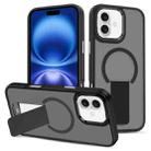 For iPhone 16 Plus Skin Feel Invisible Kickstand MagSafe Phone Case(Black) - 1