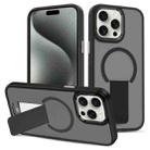 For iPhone 15 Pro Max Skin Feel Invisible Kickstand MagSafe Phone Case(Black) - 1