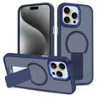 For iPhone 15 Pro Max Skin Feel Invisible Kickstand MagSafe Phone Case(Blue) - 1