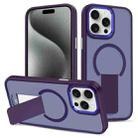 For iPhone 15 Pro Skin Feel Invisible Kickstand MagSafe Phone Case(Purple) - 1