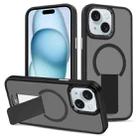 For iPhone 15 Plus Skin Feel Invisible Kickstand MagSafe Phone Case(Black) - 1