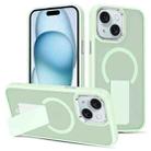 For iPhone 15 Plus Skin Feel Invisible Kickstand MagSafe Phone Case(Green) - 1