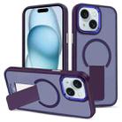 For iPhone 15 Skin Feel Invisible Kickstand MagSafe Phone Case(Purple) - 1