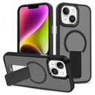 For iPhone 14 Plus Skin Feel Invisible Kickstand MagSafe Phone Case(Black) - 1