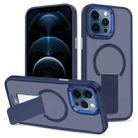 For iPhone 12 Pro Max Skin Feel Invisible Kickstand MagSafe Phone Case(Blue) - 1