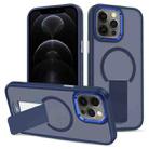 For iPhone 12 Pro Skin Feel Invisible Kickstand MagSafe Phone Case(Blue) - 1