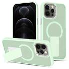 For iPhone 12 Pro Skin Feel Invisible Kickstand MagSafe Phone Case(Green) - 1