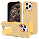 For iPhone 11 Pro Max Skin Feel Invisible Kickstand MagSafe Phone Case(Orange) - 1