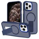 For iPhone 11 Pro Max Skin Feel Invisible Kickstand MagSafe Phone Case(Blue) - 1