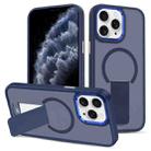 For iPhone 11 Pro Skin Feel Invisible Kickstand MagSafe Phone Case(Blue) - 1