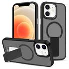 For iPhone 12 Skin Feel Invisible Kickstand MagSafe Phone Case(Black) - 1