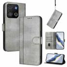 For itel A05s Line Splicing Buckle Retro Leather Phone Case(Grey) - 1
