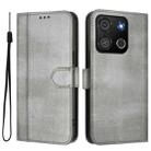 For itel A05s Line Splicing Buckle Retro Leather Phone Case(Grey) - 2