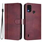 For itel A48 Line Splicing Buckle Retro Leather Phone Case(Wine Red) - 2