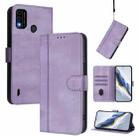 For itel A48 Line Splicing Buckle Retro Leather Phone Case(Purple) - 1