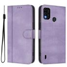 For itel A48 Line Splicing Buckle Retro Leather Phone Case(Purple) - 2