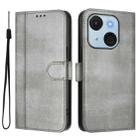 For itel A50C Line Splicing Buckle Retro Leather Phone Case(Grey) - 2