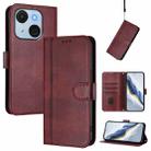 For itel A50C Line Splicing Buckle Retro Leather Phone Case(Wine Red) - 1