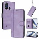 For itel A58 Lite / A49 Play Line Splicing Buckle Retro Leather Phone Case(Purple) - 1