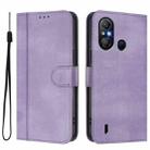 For itel A58 Lite / A49 Play Line Splicing Buckle Retro Leather Phone Case(Purple) - 2